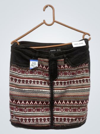 ESMARA Damen Schwarzer Bestickter Denimrock