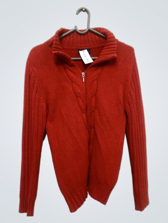 Tiffany kleine rote Kabelstrick Zip-Up Pullover