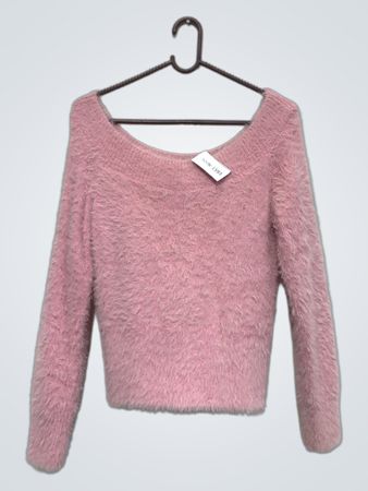Rosa fuzziger schulterfreier Pullover