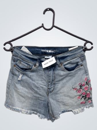 Poemne High Waist Denim-Shorts mit floraler Stickerei