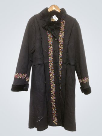 Atmosphere Embroidered Faux Suede Coat