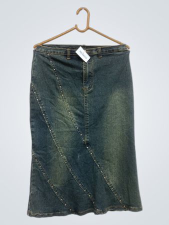 Jeans-Midi-Rock mit Nieten-Details