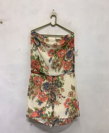 mbym Floral Print Strapless Romper