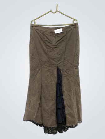Brauner Maxi-Rock mit Spitze