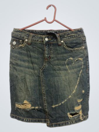 Maitresse Damenblau Denim Rock mit Herzdesign