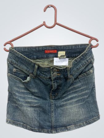 ISMI Blaue Denim-Minirock mit Kronenverzierungen