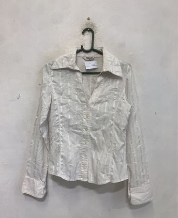 Chemise à boutons rayée blanche ELLY GROUP