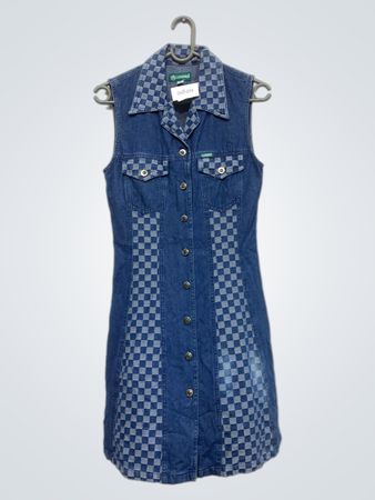 LAFEHIER Ärmelloses Denim-Kleid mit kariertem Muster