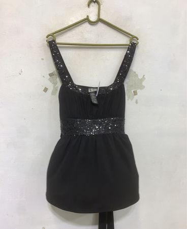 Love Tease Schwarzes Pailletten-beschichtetes Top