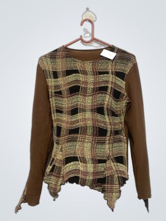Chemise à manches longues marron à motif tartan
