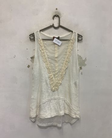 Sarah Chole Girls Weißes Tanktop mit Spitzenbesatz