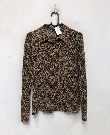 Leopardenmuster Langarmhemd