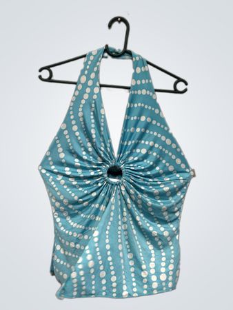 Blau-weißer Polka-Dot-Haltertop