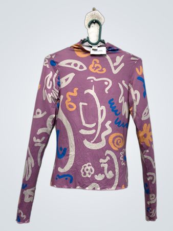 MONKI Abstract Print Long Sleeve Top