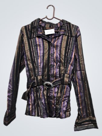 KULA Collection OT-1744 Gestreifte Bluse mit Gürtel