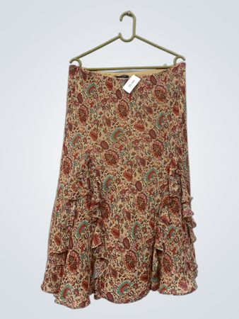 Chaps Floral Ruffle Midi-Rock