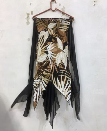 Damen Tropical Print Sheer Overlay Kleid