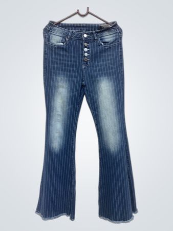 Damen Pinnstreifen Schlagjeans
