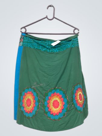 Desigual Grüner Floral Druck Midi Rock