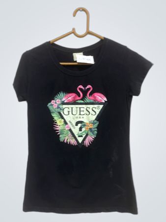 Guess Black Flamingo Grafik T-Shirt
