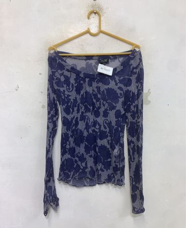 Armani Jeans AJ Blue Floral Print Long Sleeve Top