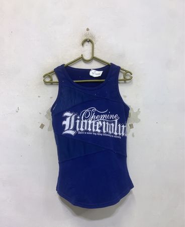 Blaues Tanktop mit "Chemine" Grafik