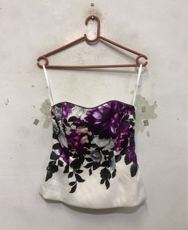 White House Black Market Floral Strapless Top