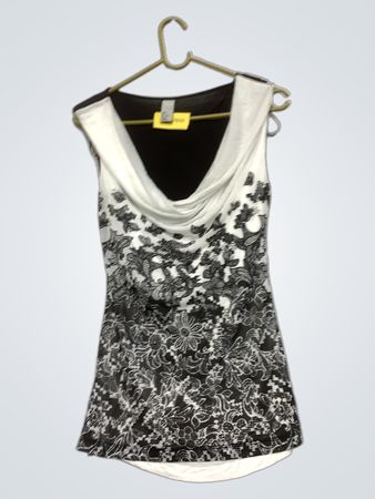 Schwarzes und weißes blumenmuster Damen-Ärmelloses Top