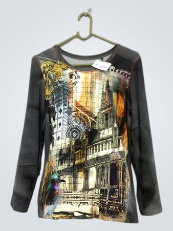 SOMMERMAN NT-70706 Grafikdruck Langarm-T-Shirt