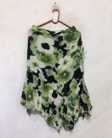 Modesta Damen Grün Blumendruck Asymmetrischer Saum Rock