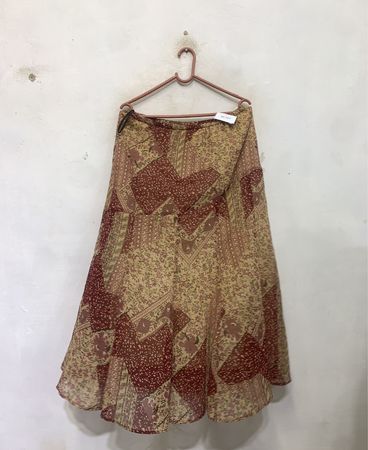 Patchwork Print Maxi Rock