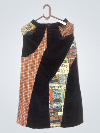 Patchwork Maxi Rock mit Textdruck