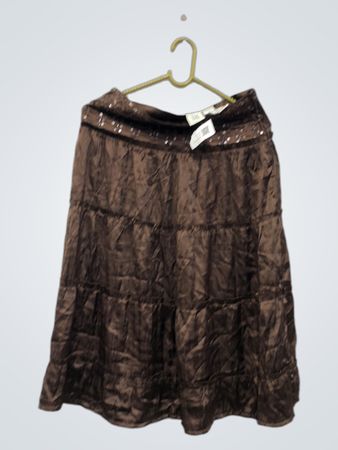 725 Originals Damen brauner gestufter Rock mit Pailletten