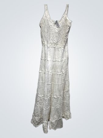 Roman Original Weißes Geschichtetes Maxikleid