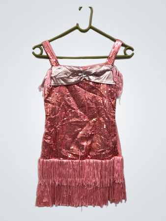 Pink Pailletten Flapper Kleid mit Fransen