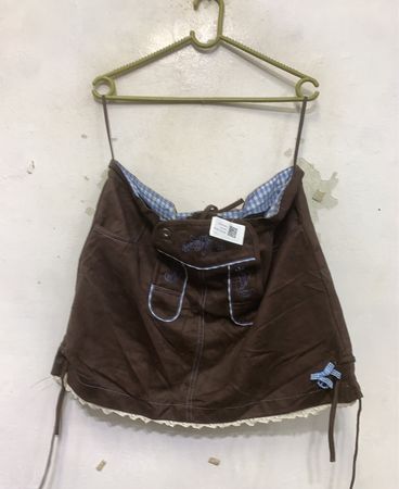 Janina Brown Rock mit blauem Vichy-Futter
