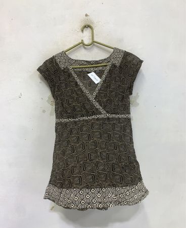 Mexx Damen Braun Geometrisches Druck Kurzarm-Oberteil
