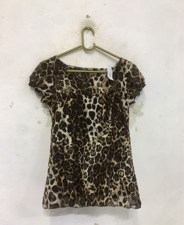 Leopardenmuster Kurzarmtop