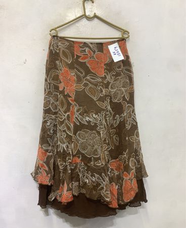 FERTI Brown Blumenmuster Midirock