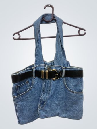 Jeans-Tasche aus Denim mit Gürtel