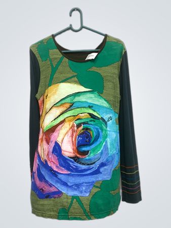 Langarm-T-Shirt mit Rosenprint