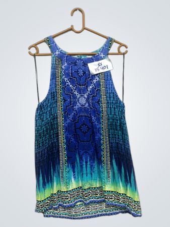 Blaues ärmelloses Top mit abstraktem Druck