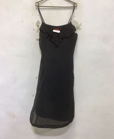 BUGARRI Schwarzes Polka-Dot-Rüschen-Trägerkleid