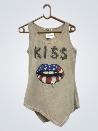 Paris Et Moi Fashion Kiss Tank Top mit amerikanischen Flaggen-Lippen
