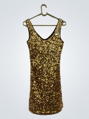 Gold-Pailletten-Kleid SS-15796