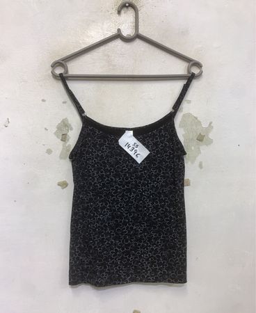 POMPADOUR Black Floral Print Spaghetti Strap Tank Top