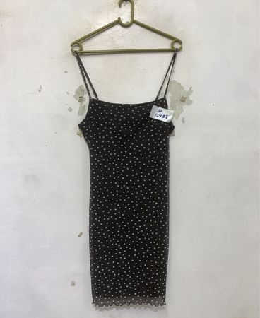 Sinsay Black Polka Dot Mesh Slip Dress