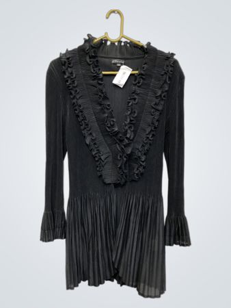 Al Paradise Damen schwarzes Plissiertes Rüschenkleid