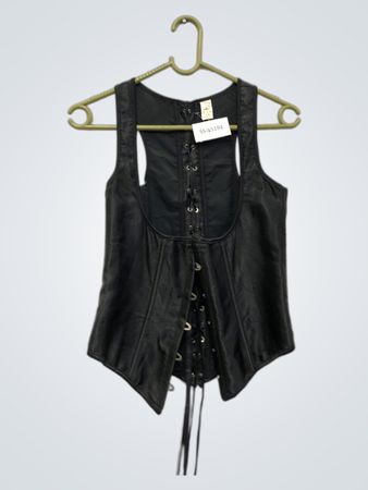Schwarze Schnür-Corsage-Weste