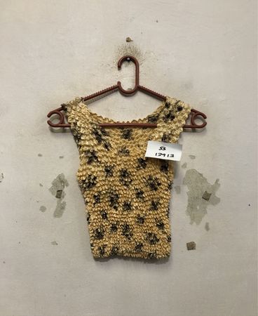 Gelb-schwarzes Leopardenmuster, gerafftes ärmelloses Oberteil
